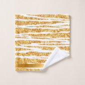 Gold White Glitter Boho Popular Tiger Collectie Bad Handdoek (Wasdoekje)