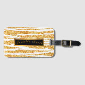 Gold White Glitter Boho Popular Tiger Collectie Bagagelabel (Voorkant (horizontaal))