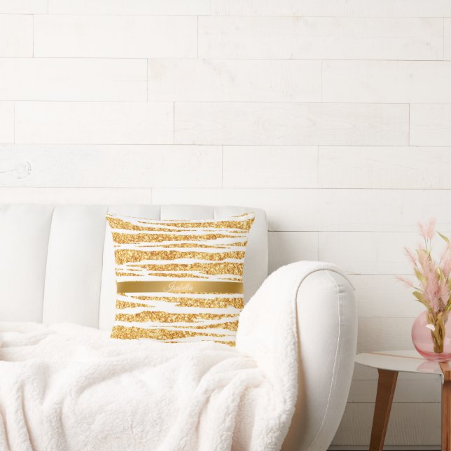 Gold White Glitter Boho Popular Tiger Collectie Kussen (Bank)