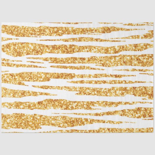 Gold White Glitter Boho Popular Tiger Collectie Tissuepapier (Voorkant)