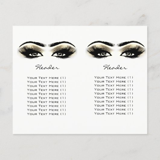 Gold White Glitter Makeup Eyes Lash Printerbrochur Flyer (Achterkant)