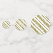 Gold White Glitter Stripes Chic Birthday Party Confetti (Achterkanten)