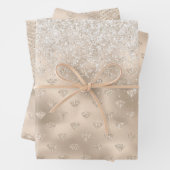 Gold White Glitz Glitter Diamonds Inpakpapier Vel (In situ)