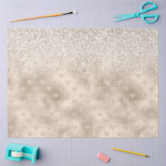 Gold White Glitz Glitter Diamonds Tissuepapier (Craft)