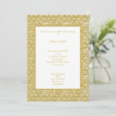 GOLD WHITE GOLD BRICK PATTERN WEDDING INVITATION KAART (Staand voorkant)