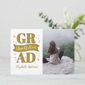 Gold & White Graduation Aankondiging (Staand voorkant)