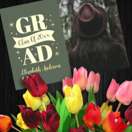 Gold & White Graduation Announcement Folie Uitnodiging