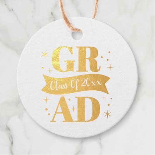 Gold & White Graduation Party Bedankjes Labels (Voorkant)