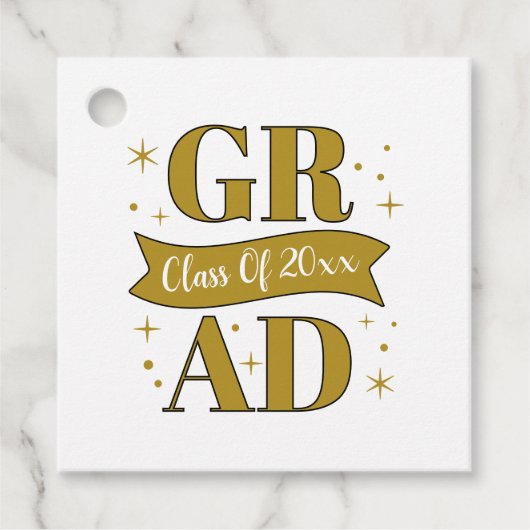 Gold & White Graduation Party Bedankjes Labels (Voorkant)