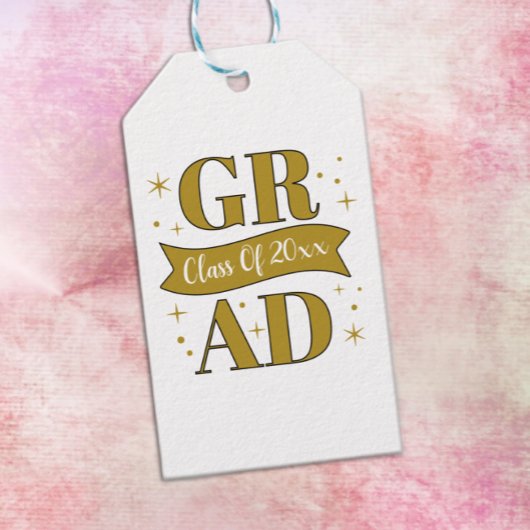Gold & White Graduation Party Cadeaulabel