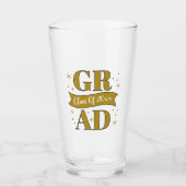 Gold & White Graduation Party Glas (Voorkant)