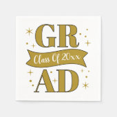 Gold & White Graduation Party Servet (Voorkant)