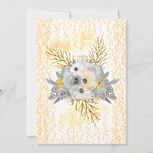 Gold White gray Floral Bouquet Birthday Party Kaart (Achterkant)
