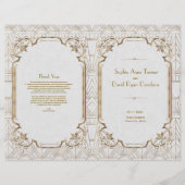 Gold White Great Gatsby Art Deco Wedding Program (Voorkant)
