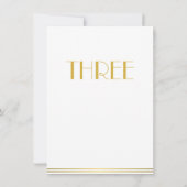 Gold White Great Gatsby Wedding Table Kaarten drie (Achterkant)