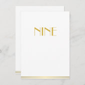 Gold White Great Gatsby Wedding Table Kaarten Nine (Voorkant / Achterkant)