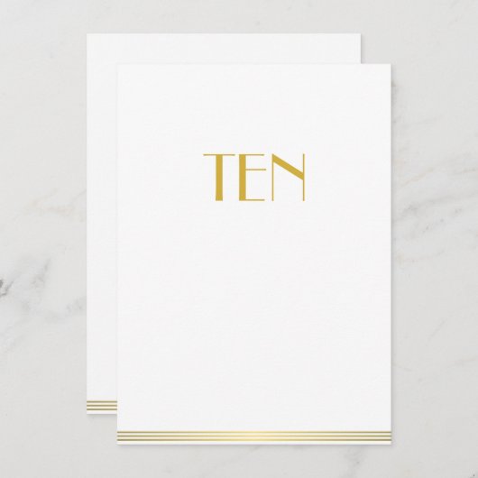 Gold White Great Gatsby Wedding Table Kaarten Tien (Voorkant / Achterkant)