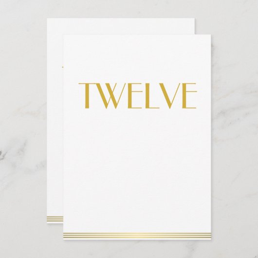 Gold White Great Gatsby Wedding Table Kaarten Twaa (Voorkant / Achterkant)