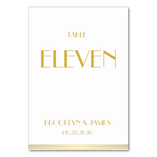 Gold White Great Gatsby Wedding Table Numbers Kaart (Achterkant)