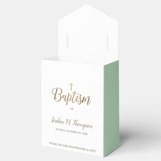 Gold White Green baby Baptisme Cross Hartelijk dan Bedankdoosjes (Geopend)