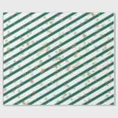 Gold White Green Kerstmis Snowflake Patroon Cadeaupapier (Vlak)