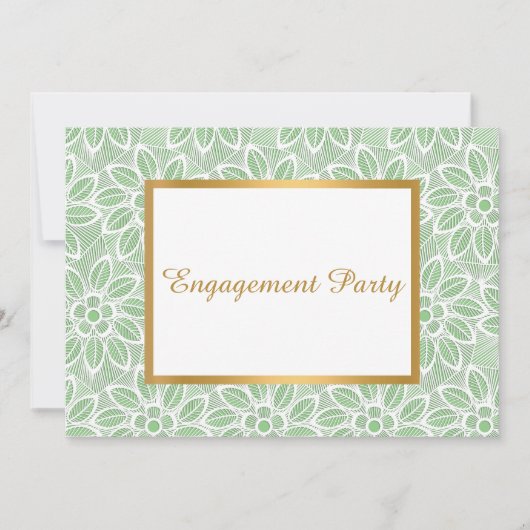 GOLD WHITE GREEN LACE  ENGAGTY KAART (Voorkant)