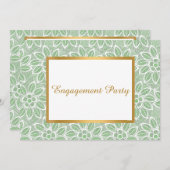 GOLD WHITE GREEN LACE  ENGAGTY KAART (Voorkant / Achterkant)