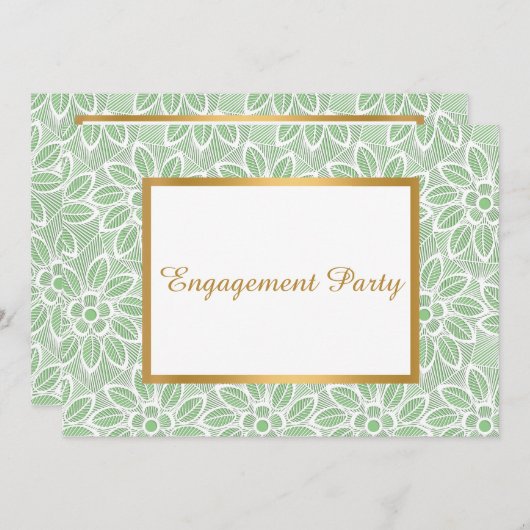 GOLD WHITE GREEN LACE  ENGAGTY KAART (Voorkant / Achterkant)