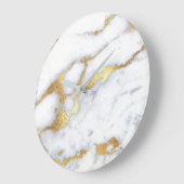 Gold White Grey Carrara Marble Stone Abstracte Lux Grote Klok (Hoek)