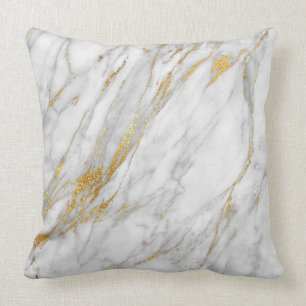 Gold White Grey Glam Carrara Marble Kussen