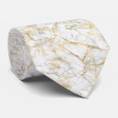 Gold White Grey Marble Pattern-Mannen Stropdas (Opgerold)