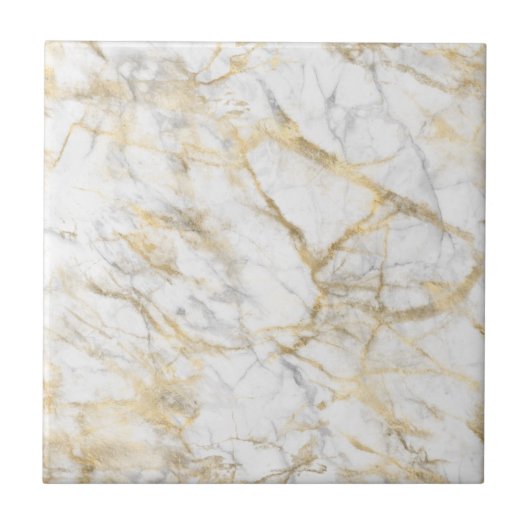 Gold White Grey Marble Trendy Modern Chic Stylish Tegeltje (Voorkant)