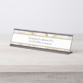 Gold White Grey Marmer Professional Bureau Naambordje (Voorkant)