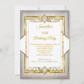 Gold White Grey Pearl beige Birthday Party Kaart (Voorkant)