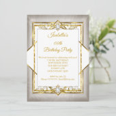 Gold White Grey Pearl beige Birthday Party Kaart (Staand voorkant)