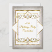 Gold White Grey Pearl beige Birthday Party Kaart (Achterkant)