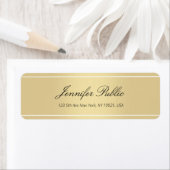 Gold White Hand Script Text Simple Sjabloon Trendy Etiket (Insitu)