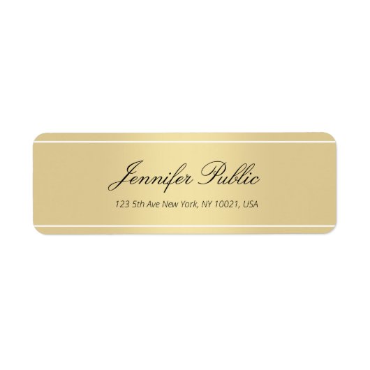 Gold White Hand Script Text Simple Sjabloon Trendy Etiket (Voorkant)