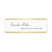 Gold White Handgeschreven naam Elegant Simple Mode Etiket (Voorkant)