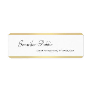 Gold White Handgeschreven naam Elegant Simple Mode Etiket