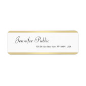 Gold White Handgeschreven Script Name Modern Elega Etiket (Voorkant)