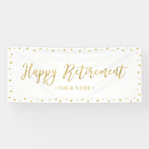 Gold & White Happy Retirement Party-banner Spandoek