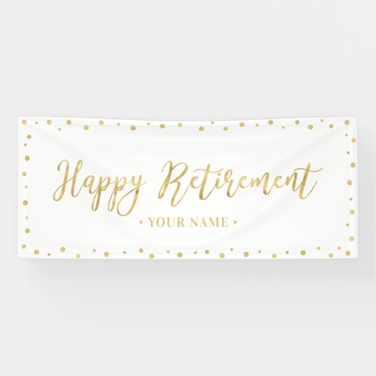 Gold & White Happy Retirement Party-banner Spandoek (Horizontaal)