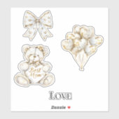 Gold White Hearts Mom Sticker (Vel)