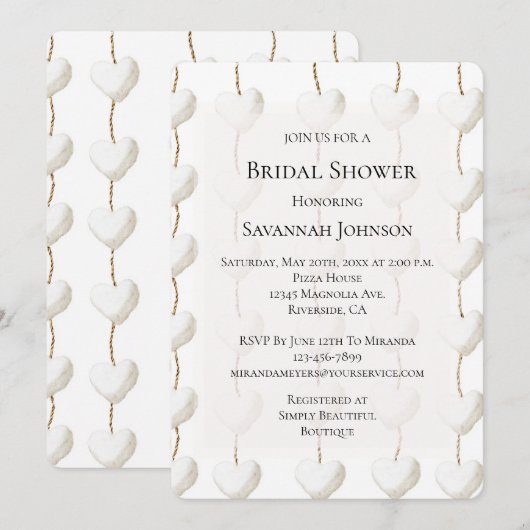 Gold White Hearts Vrijgezellenfeest Kaart (Voorkant / Achterkant)