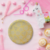 Gold & White Holiday Patroon - Aangepast kerstfees Papieren Bordje (Feest)