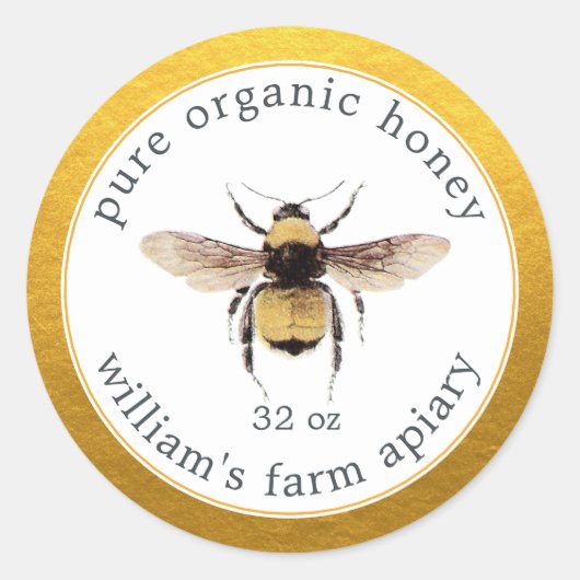 Gold White Honey Jar Label (Voorkant)