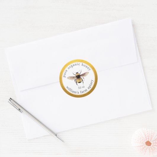 Gold White Honey Jar Label (Envelop)