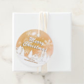 Gold White House Snowflakes Nieuwjaar Bedankjes Labels (In situ)