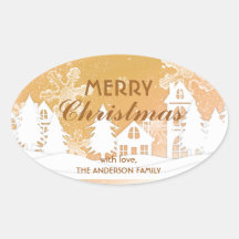 Gold White House Snowflakes Nieuwjaar